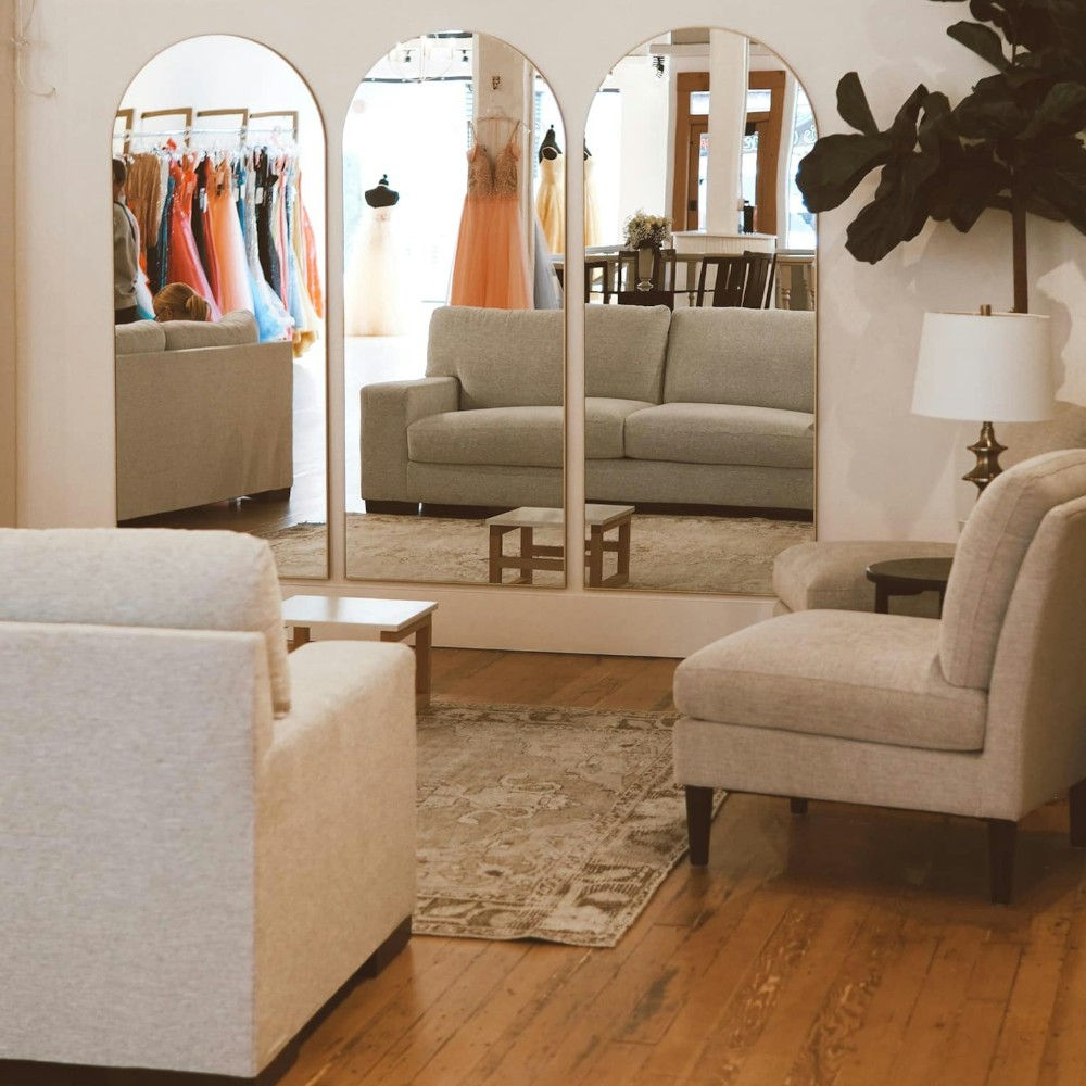 Downtown Bridal fitting room couches