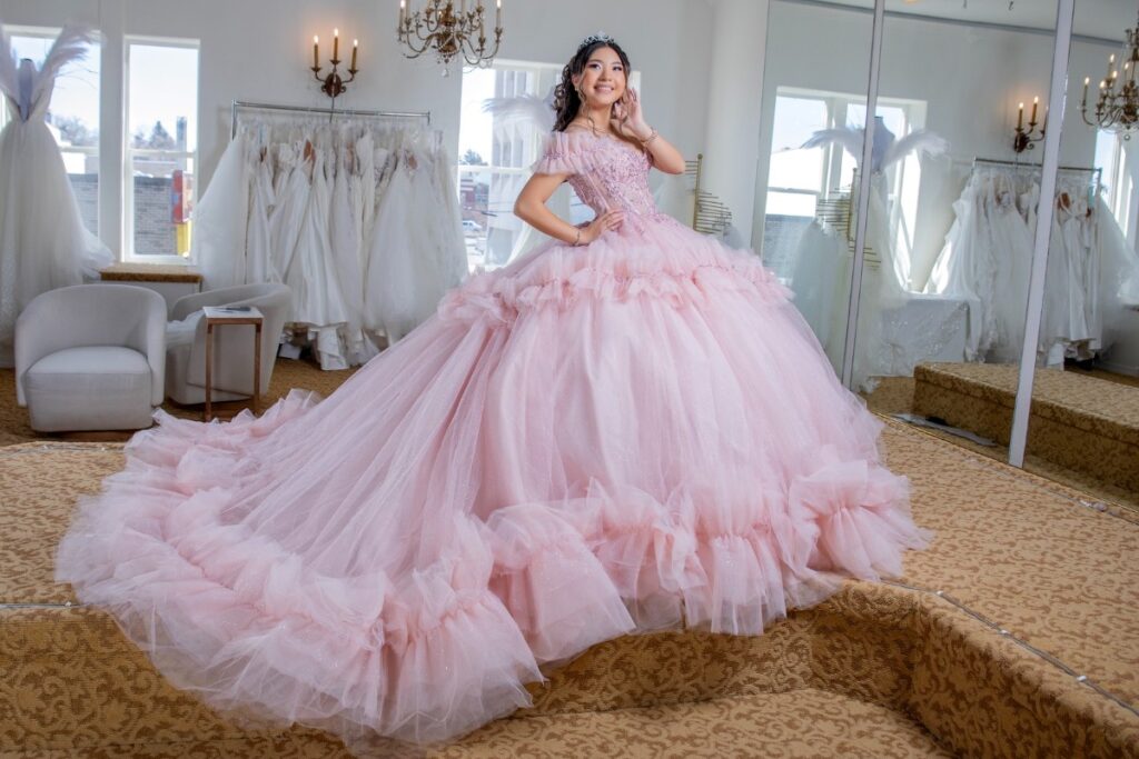 fluffy pink quince dress